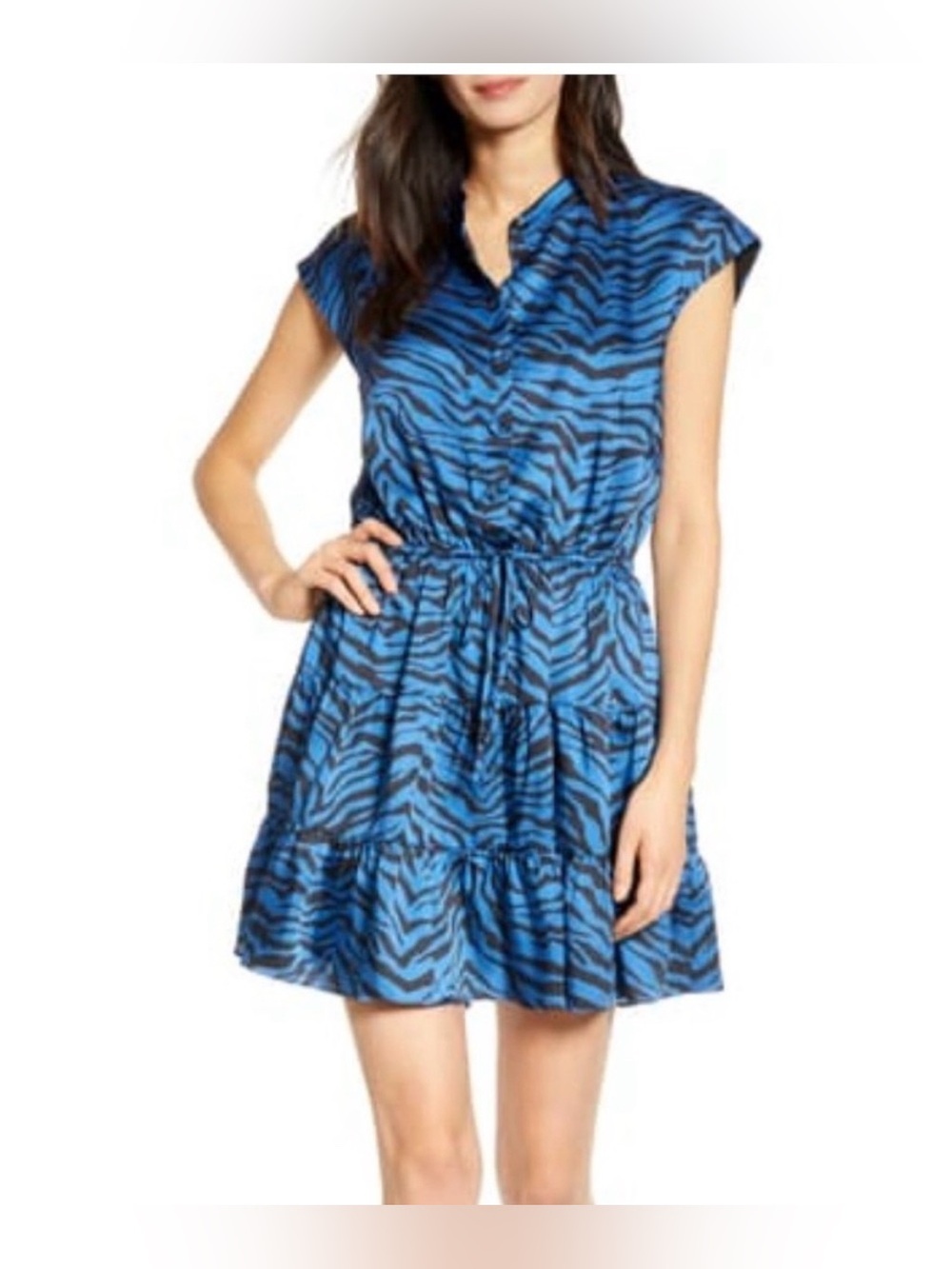 Rebecca Minkoff Ollie Royal Blue Zebra Print Mini Dress